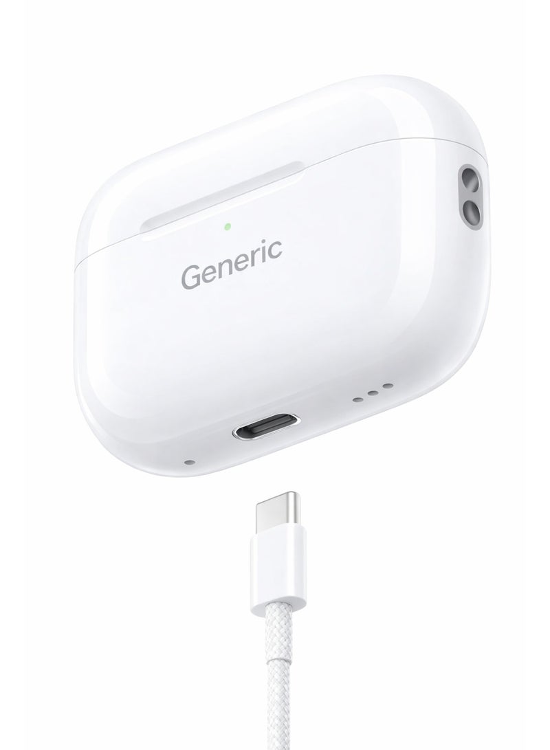 سماعة أذن لاسلكية – الجيل الثاني، صوت عالي الجودة، عزل ضوضاء ENC، علبة شحن تايب سي (Generic) - Image 3